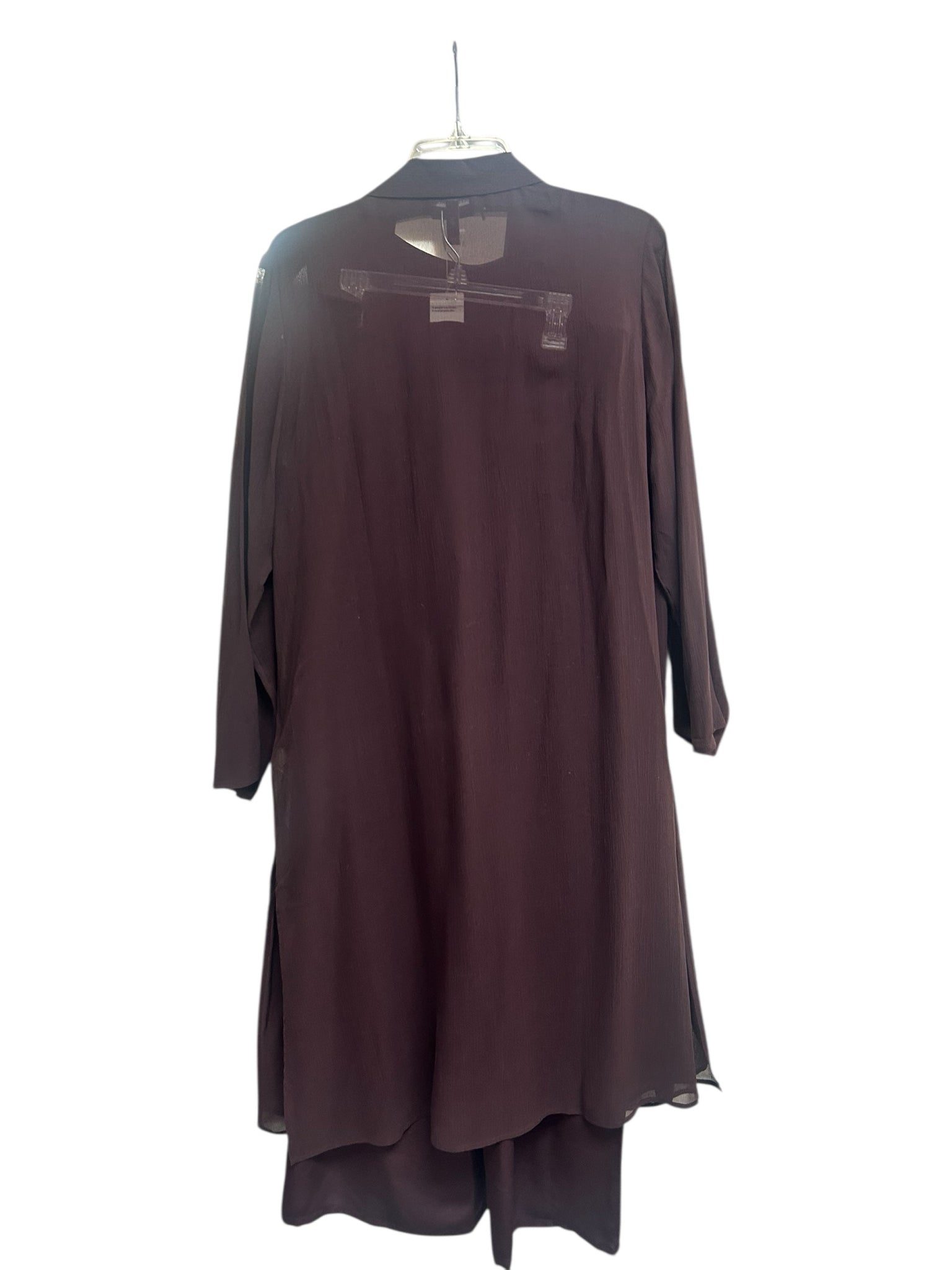 NEW! EILEEN FISHER SHEER SILK GEORGETTE CASIS OPEN JACKET/SHELL/PANT SET MEDIUM