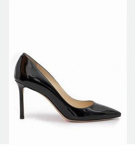 JIMMY CHOO ROMY100MM PATENT LEATHER STILETTO BLACK PUMPS SIZE 37.5