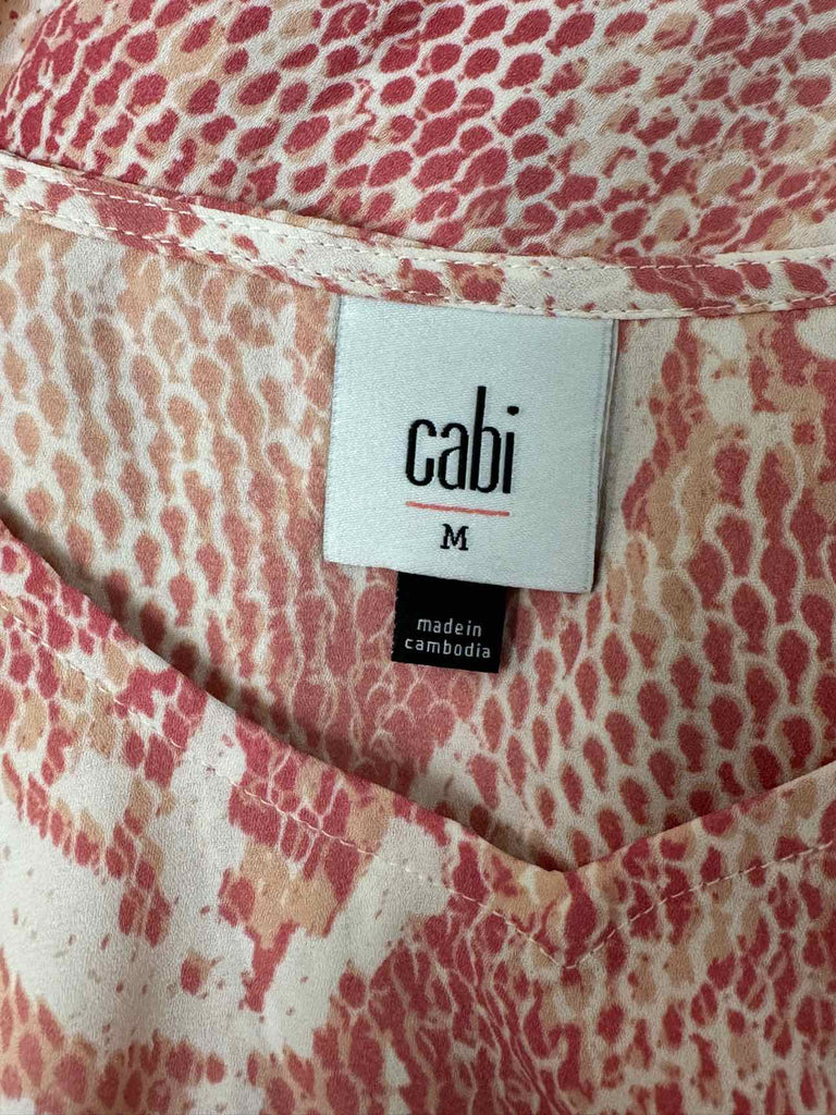 CABI 5708 BETHANY PINK SNAKE PRINT BLOUSE SIZE M