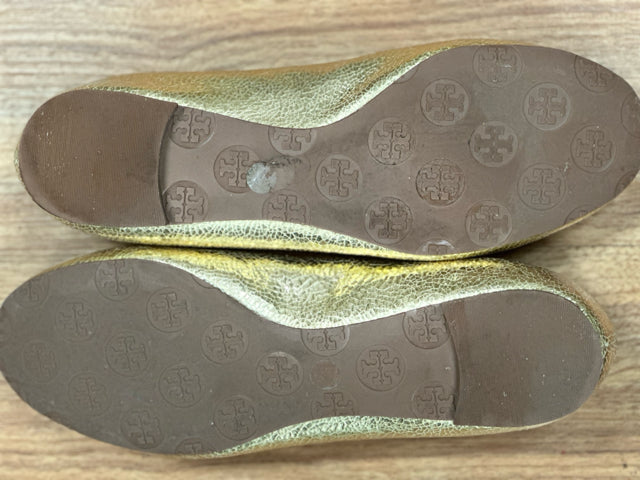 TORY BURCH METALLIC REVA GOLD METALLIC FLAT SIZE 8