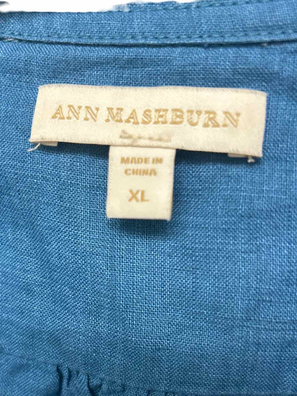 ANN MASHBURN LINEN SPLIT NECK MAXI DRESS SIZE: XL