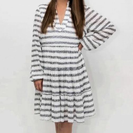 SAIL TO SABLE CHARLOTTE BLACK WHITE STRIPED SEQUIN MINI DRESS SIZE XXL