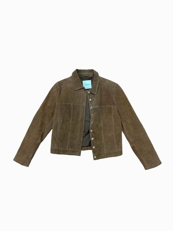 MANGO 100% SUEDE LEATHER CROP JACKET SIZE: S