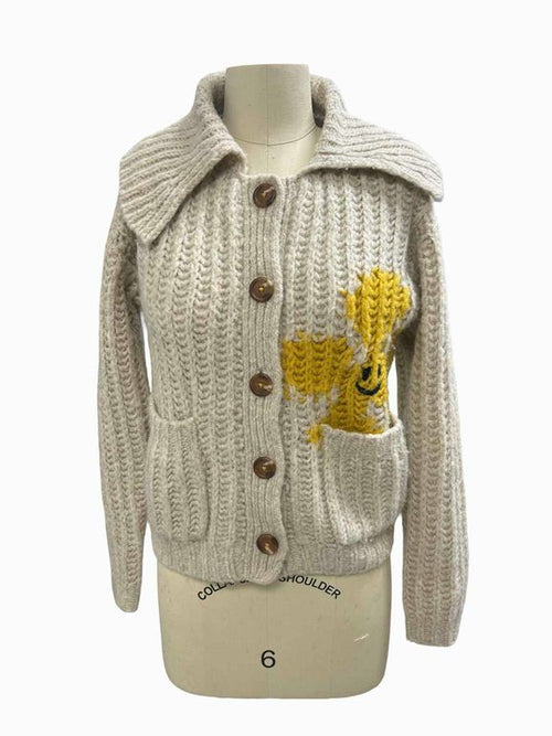 ANTHROPOLOGIE PILCRO CHUNKY FLOWER CARDIGAN SIZE: XS