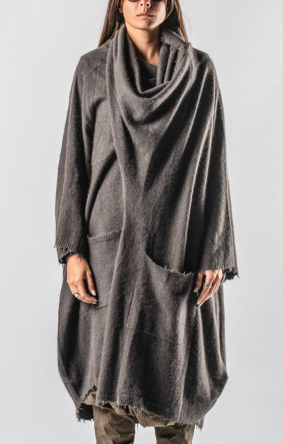 RUNDHOLZ DIP OVERSIZE WRAP SWEATER GRAY SIZE SMALL
