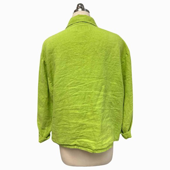 FLAX 100% LINEN SHIRT LIME GREEN JACKET SIZE M