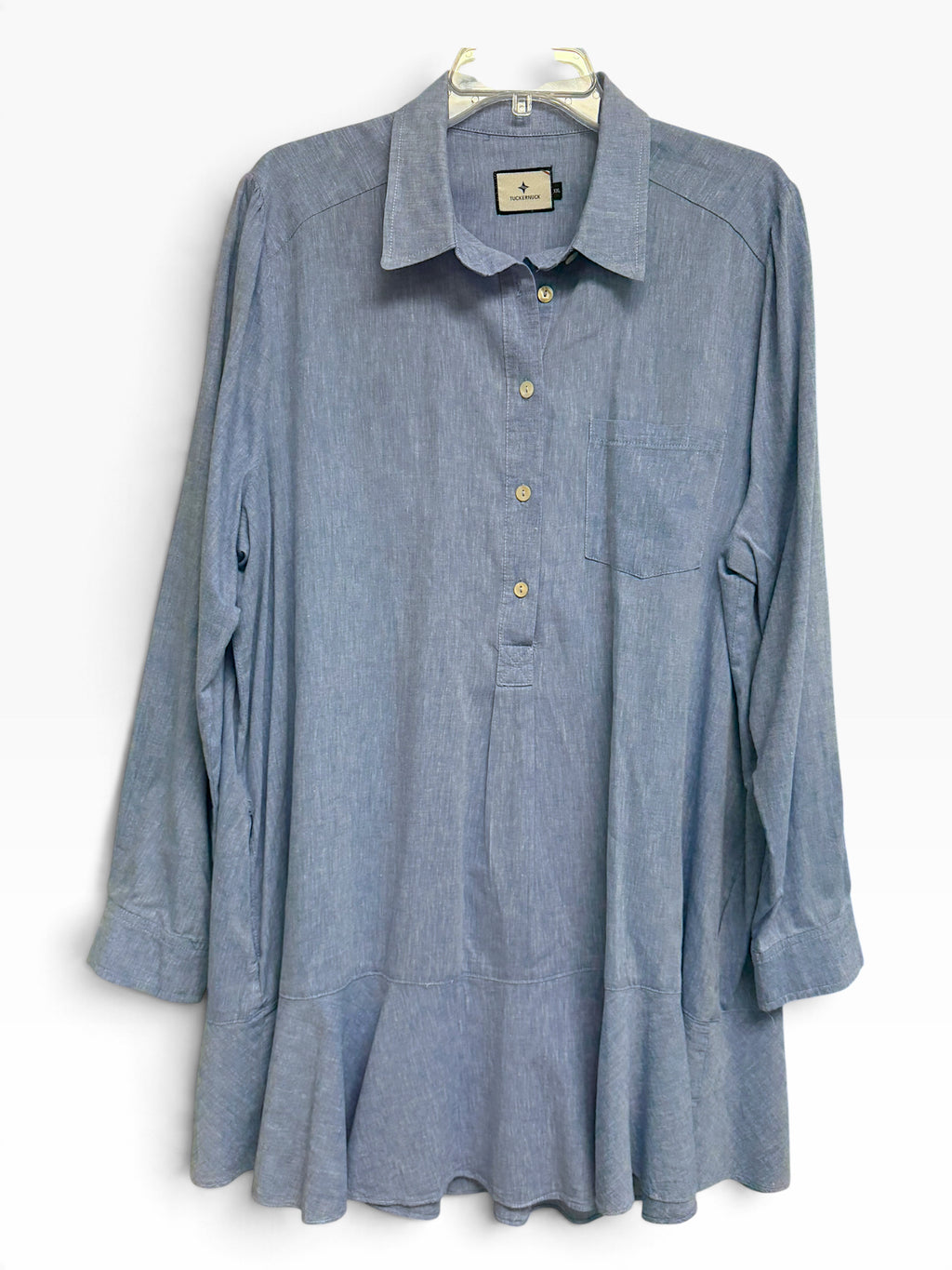 TUCKERNUCK CALLAHAN BLUE COTTON CHAMBRAY SHIRT DRESS SIZE 2X