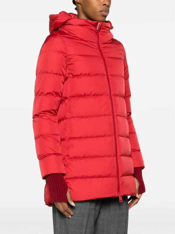 HERNO RED POLYTECH DOWN PUFFER COAT SIZE: XS