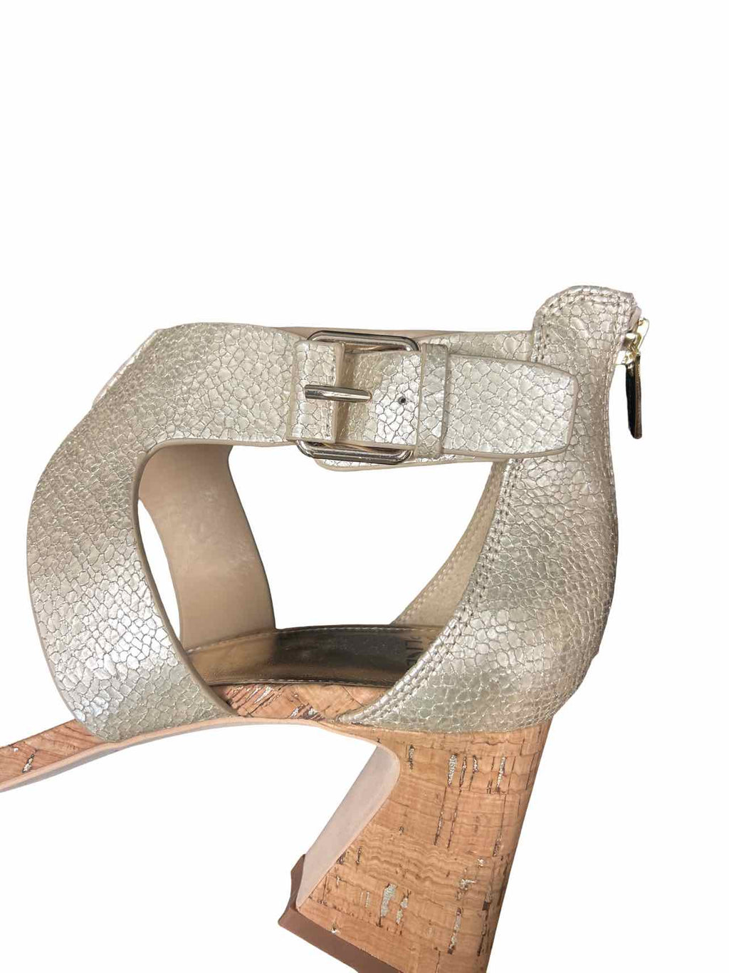 DONALD PLINER HELEN STRAP OPEN TOE BLOCK CORK HEEL SIZE: 10