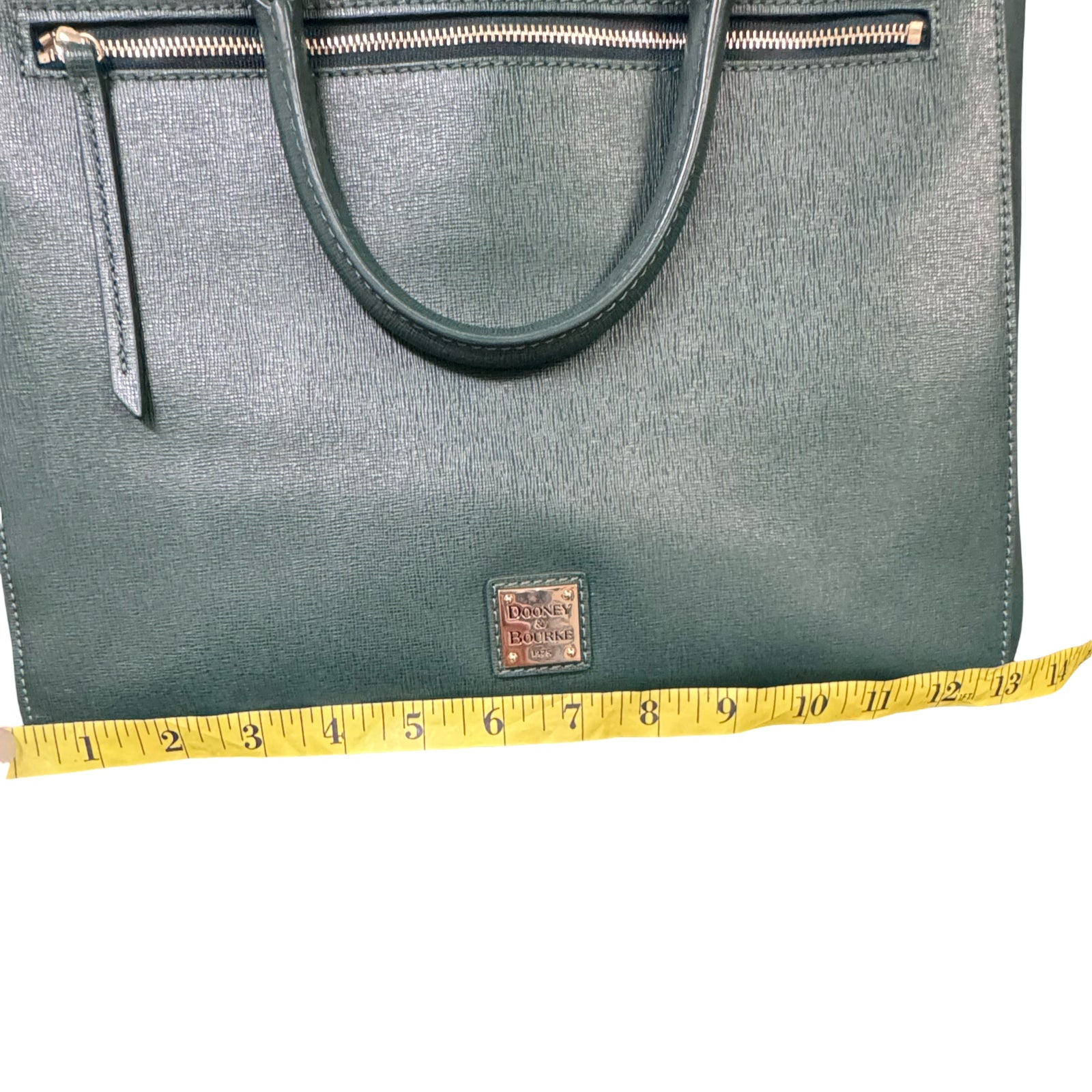 DOONEY & BOURKE SAFFIANO ZIP TOP SATCHEL FOREST GREEN
