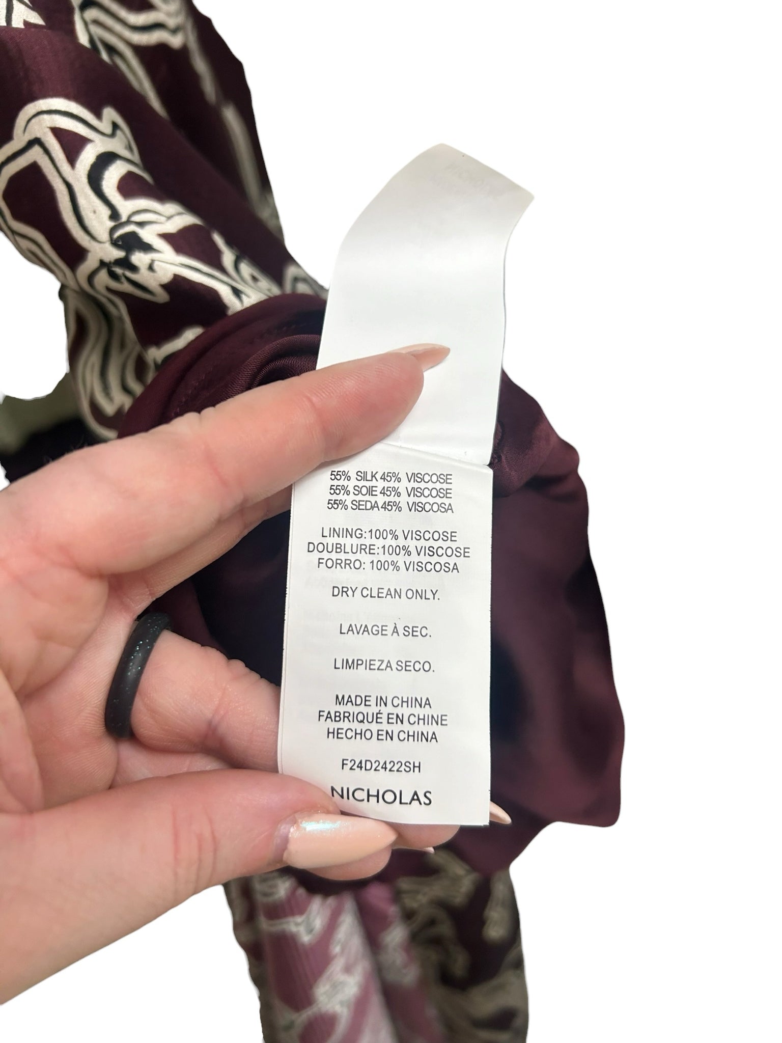 NICHOLAS BROWN PRINTED SILK ARIEL COWL NECK GOWN SIZE 8