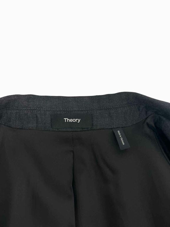 THEORY  NICHELLE WOOL BLEND MELANGE BASKETWEAVE BLAZER SIZE: 6