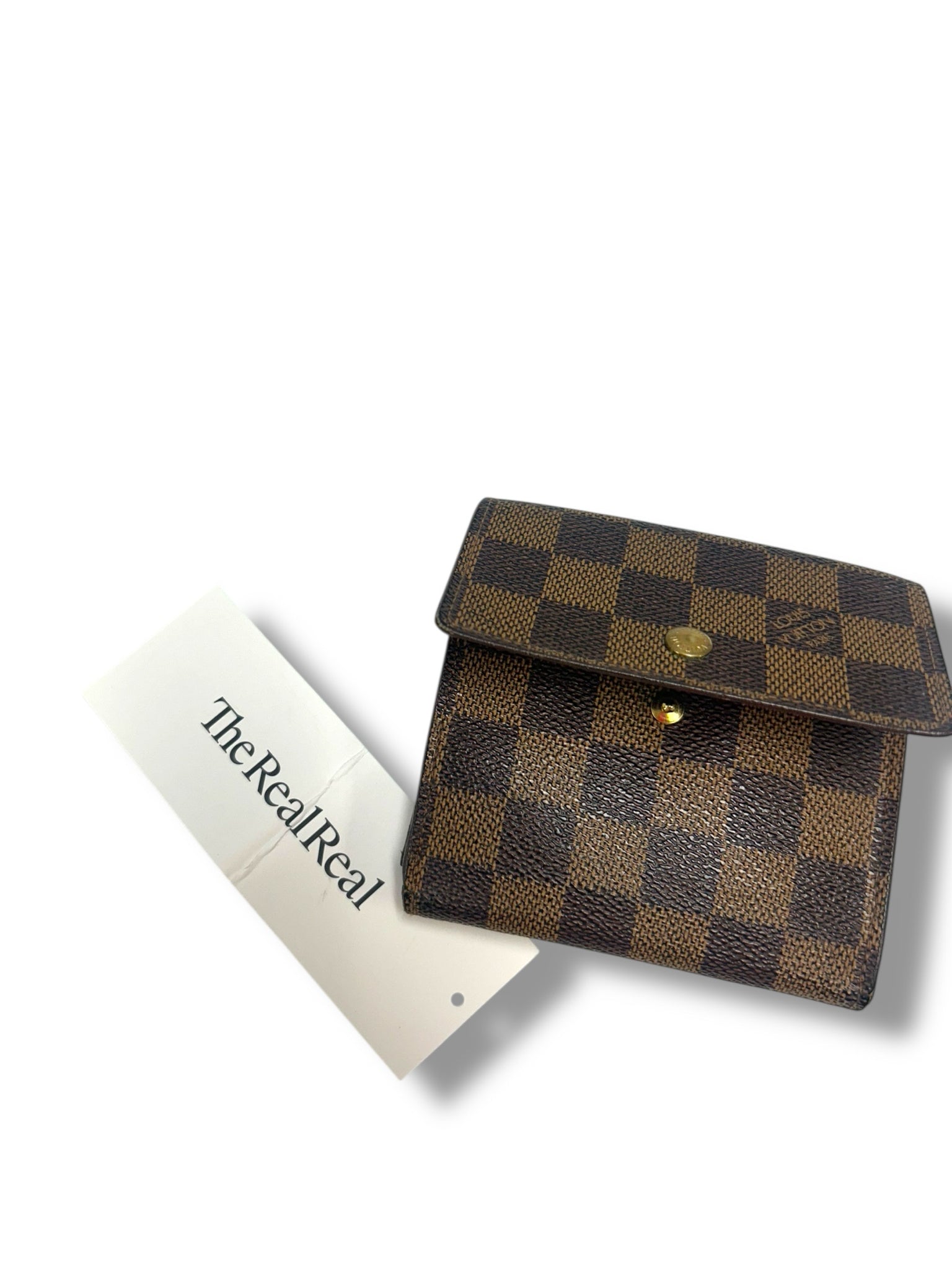 LOUIS VUITTON DAMIER LEATHER ELISE TRIFOLD WALLET BROWN CHECK