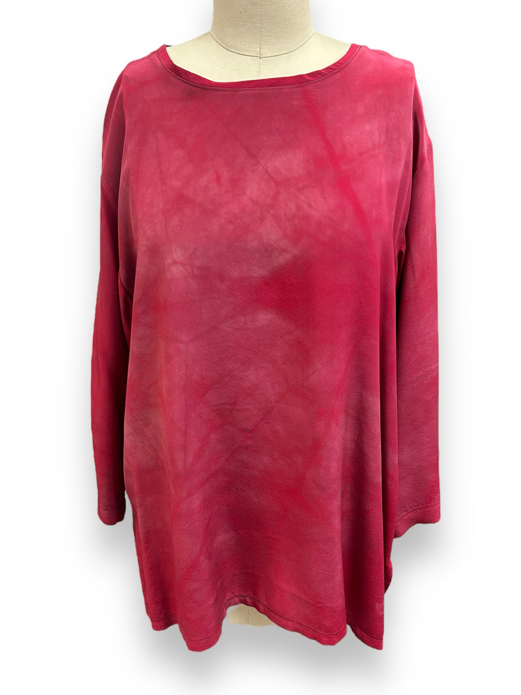 HULDA BRIDGEMAN ART TO WEAR SILK 3/4 SLEEVE TOP RED SIZE LARGE