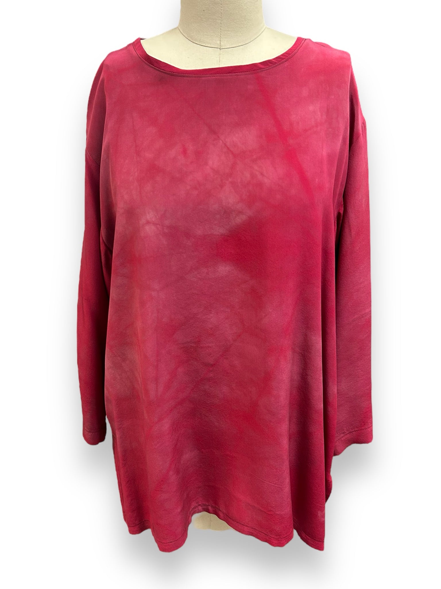 HULDA BRIDGEMAN ART TO WEAR SILK 3/4 SLEEVE TOP RED SIZE LARGE