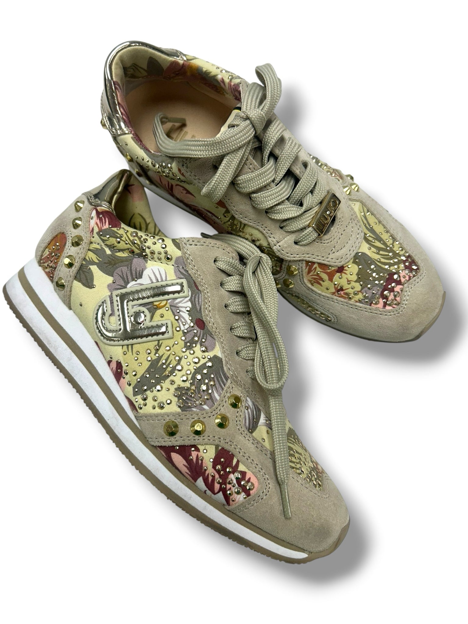 LIU JO MARGUERITE EMBELLISHED TRAINER SNEAKERS SIZE 37 US 7