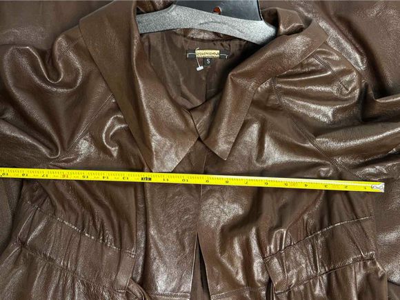 ROZAE NICHOLS BELTED LEATHER BROWN JACKET SIZE S