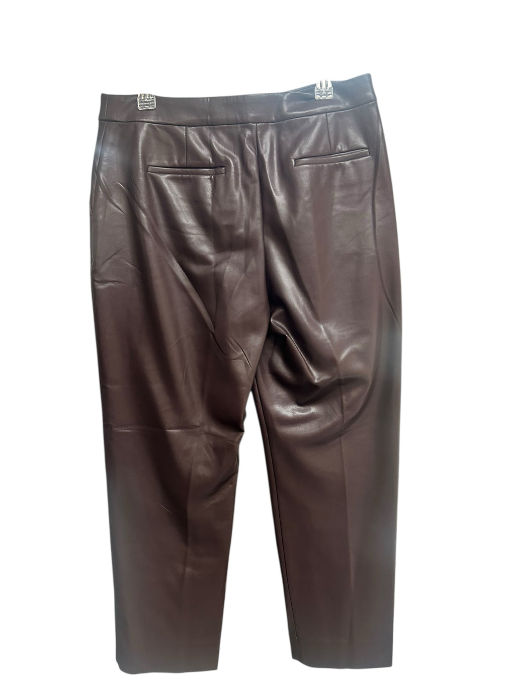 JCREW KATE FAUX LEATHER STRAIGHT LEG CHOCOLATE BROWN PANTS SIZE 12