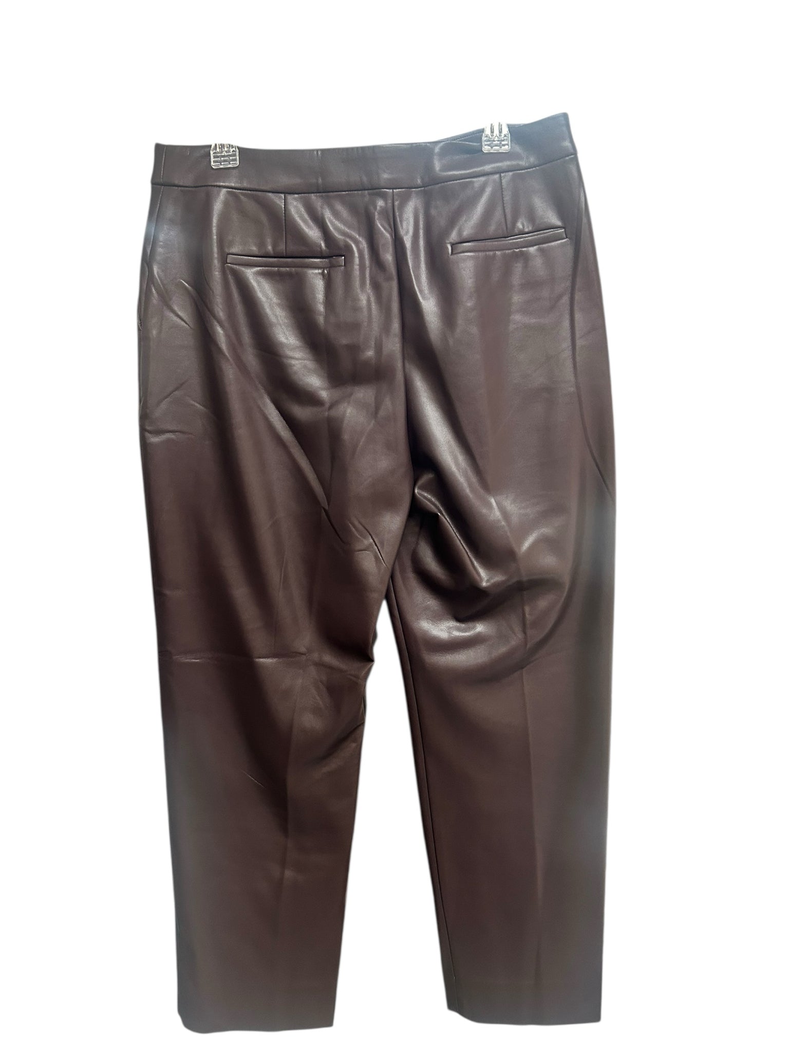 JCREW KATE FAUX LEATHER STRAIGHT LEG CHOCOLATE BROWN PANTS SIZE 12