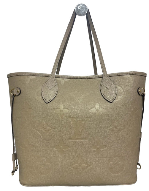 LOUIS VUITTON NEVERFULL MM TURTLEDOVE MONOGRAM EMPREINTE LEATHER WITH POUCH