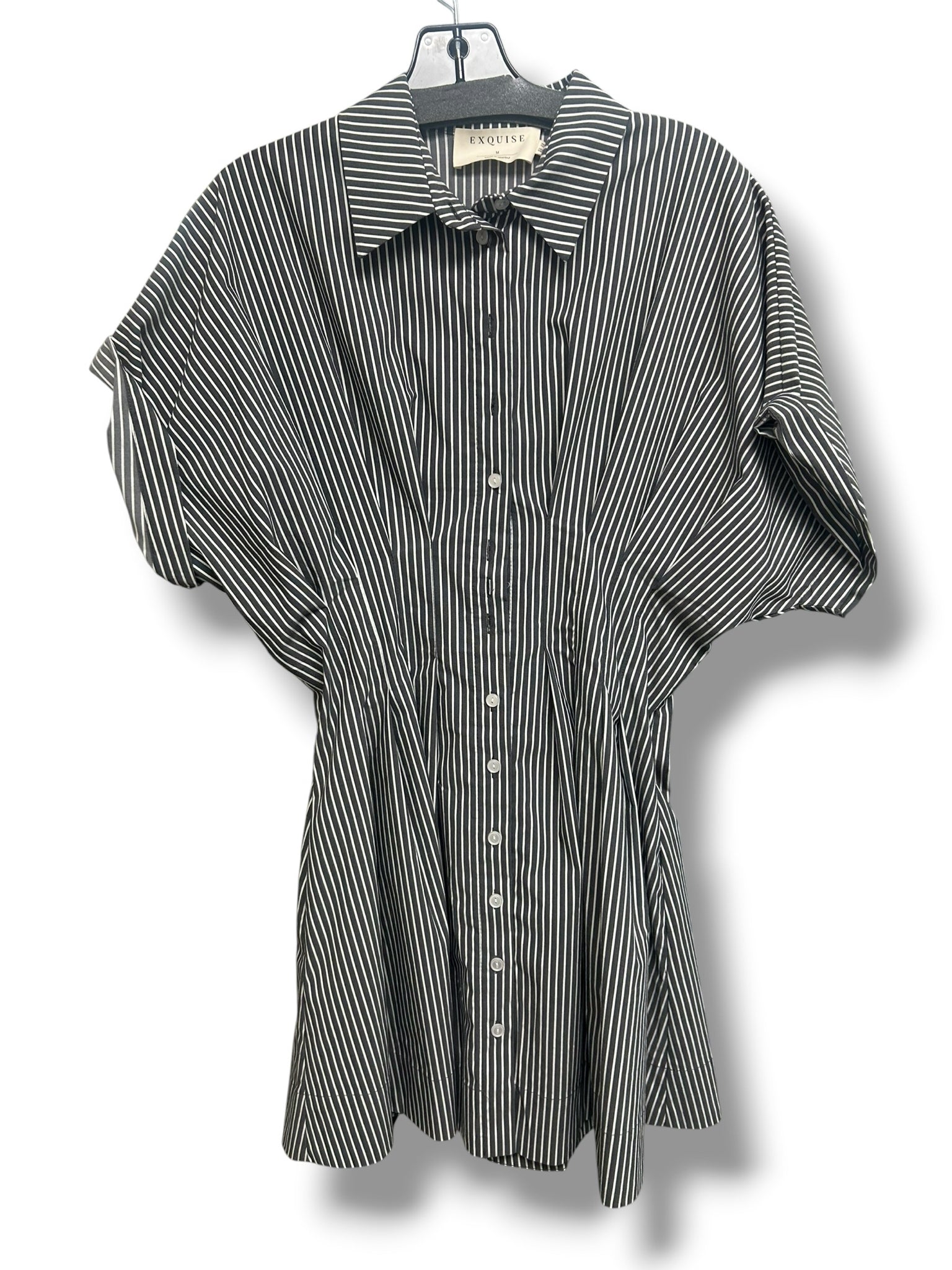 ANTHROPOLOGIE EXQUISE TOBIE MINI SHIRT DRESS GRAY STRIPED SIZE MEDIUM