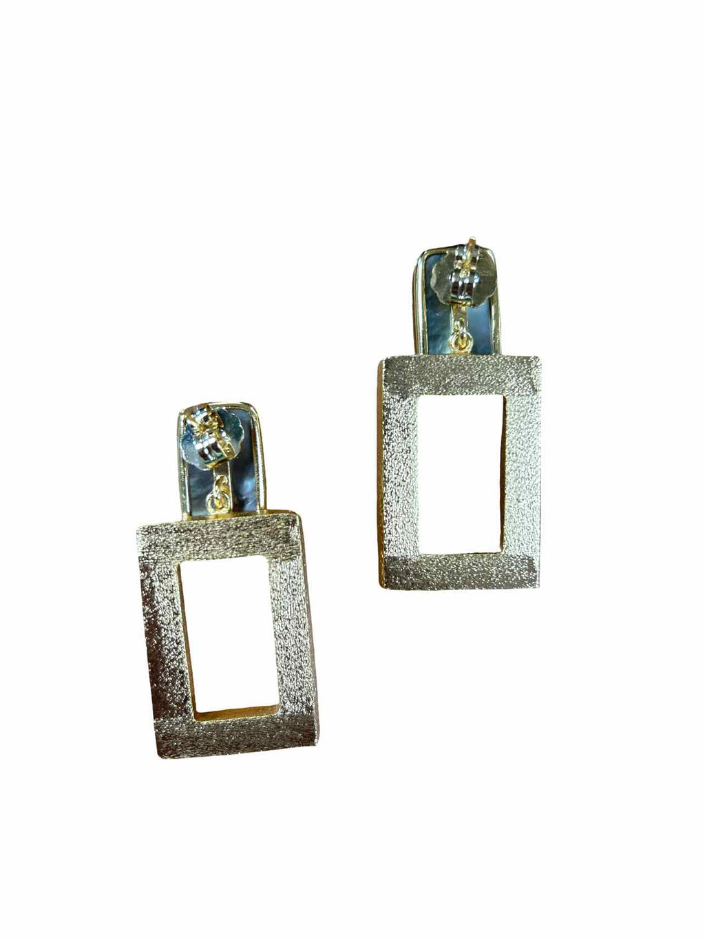 CRISTINA SABATINI ABALONE RECTANGULAR GOLD PLATED EARRINGS
