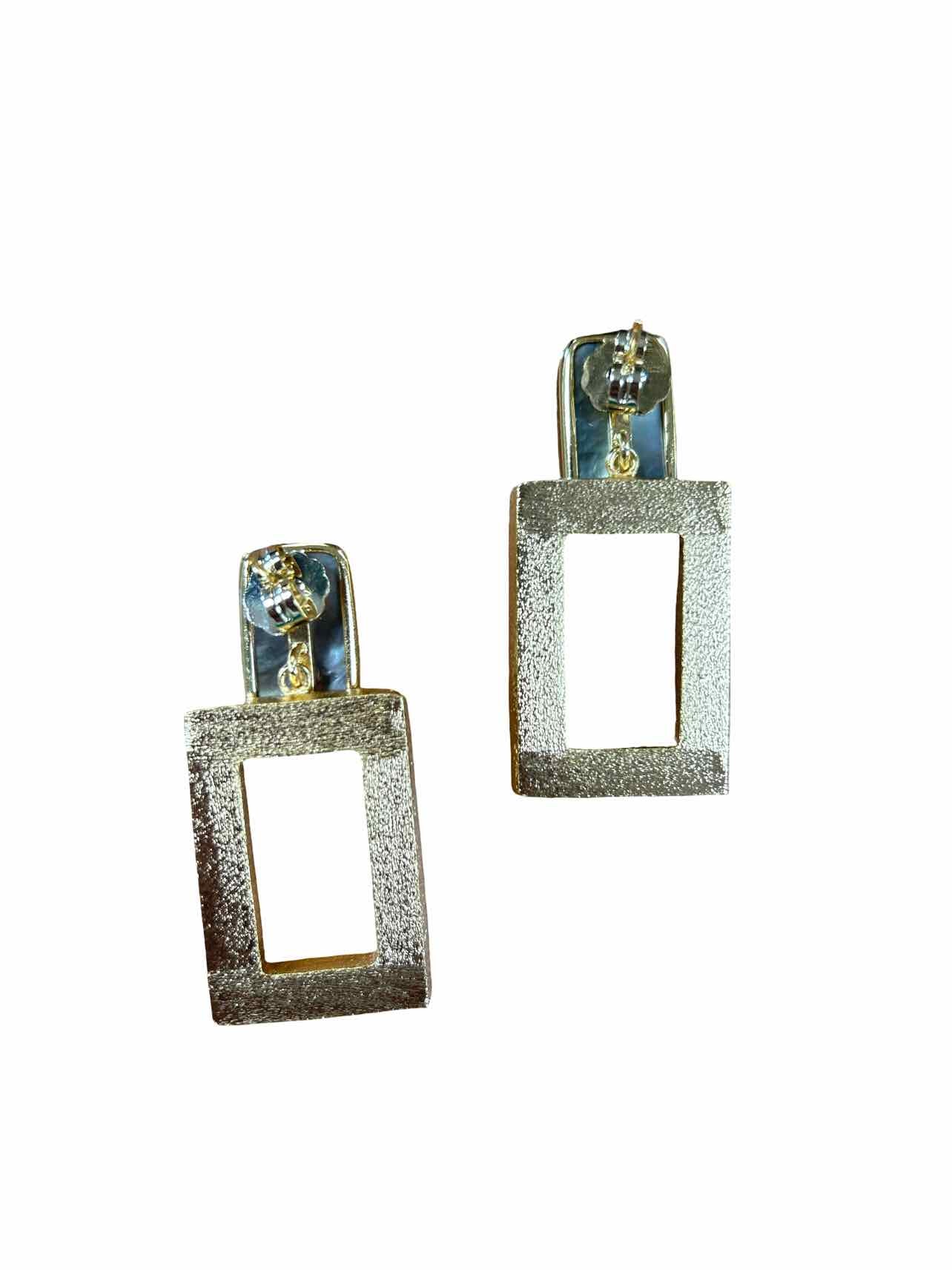 CRISTINA SABATINI ABALONE RECTANGULAR GOLD PLATED EARRINGS
