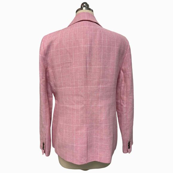 JCREW ONE BUTTON HOLLAND PINK PLAID BLAZER SIZE 14