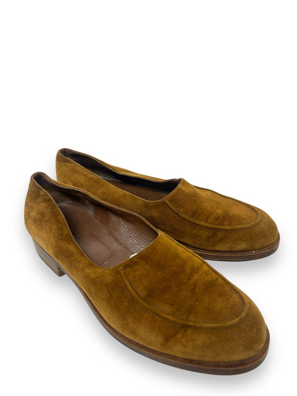 HENRY BEGUELIN CAMEL TAN SUEDE LOAFERS SIZE 40