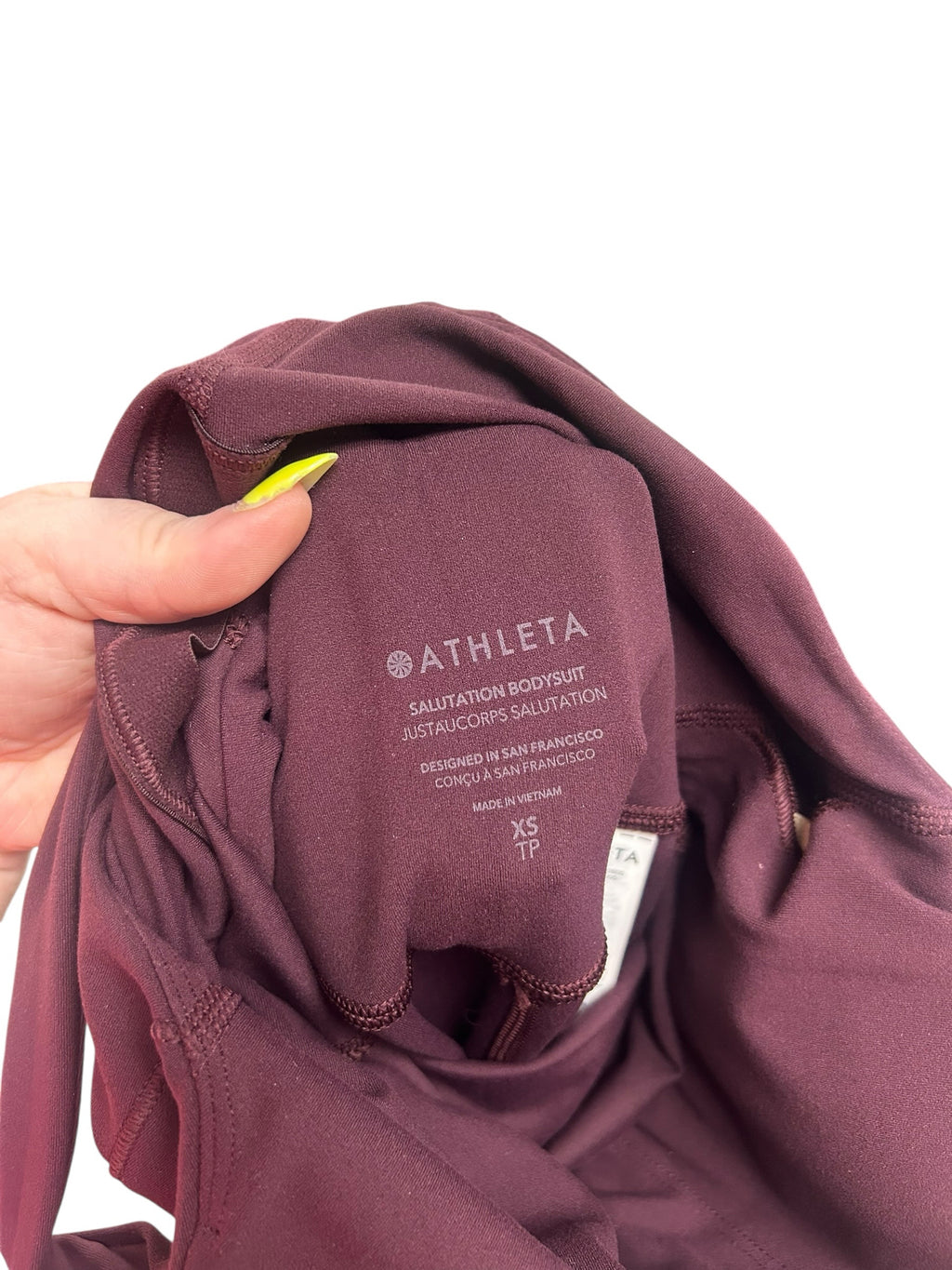 ATHLETA MAROON SALUTATION SLEEVELESS BODYSUIT SIZE XS