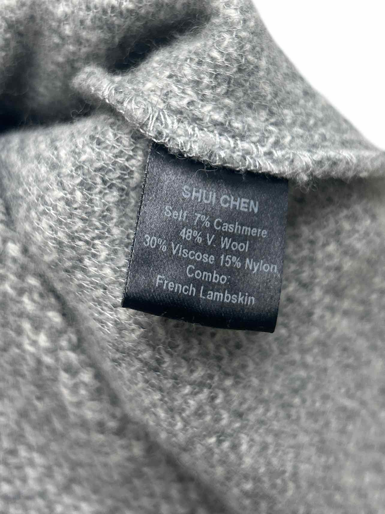 SHUI CHEN WOOL/CASHMERE LEATHER TRIM SLEEVELESS COWL NECK SIZE: L