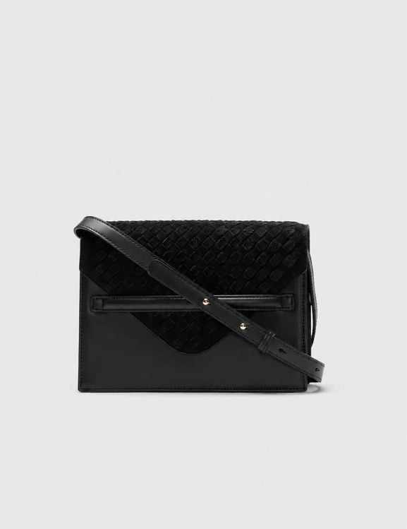 TUCKERNUCK  NWT STEVIE LEATHER WOVEN SUEDE FLAP CROSSBODY