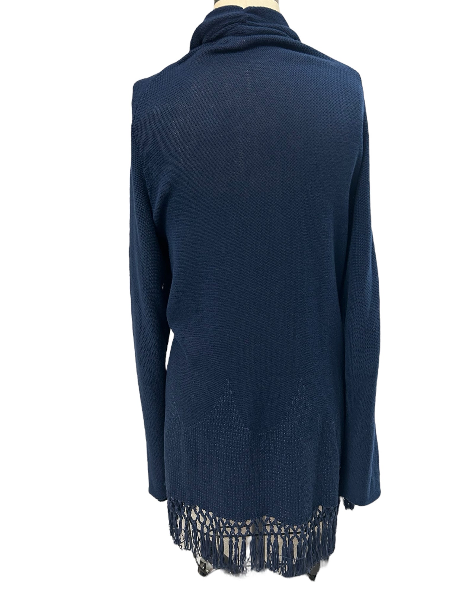 LILLY PULITZER NAVY TATUM FRINGE OPEN CARDIGAN SIZE 2XL