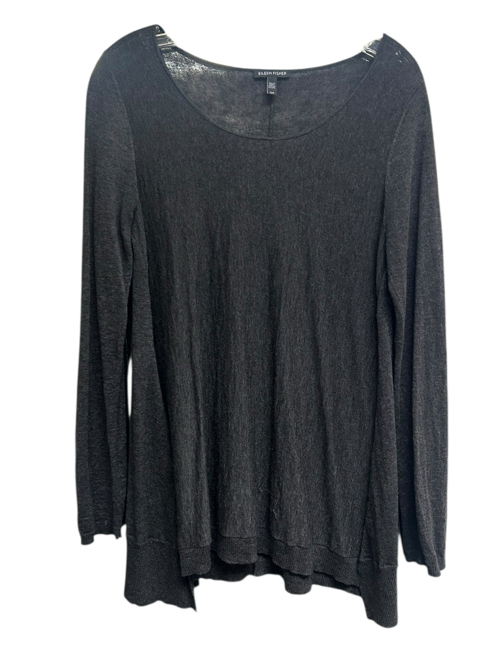 EILEEN FISHER CHARCOAL GRAY ALPACA WOOL BLEND SCOOP NECK SWEATER SIZE SMALL