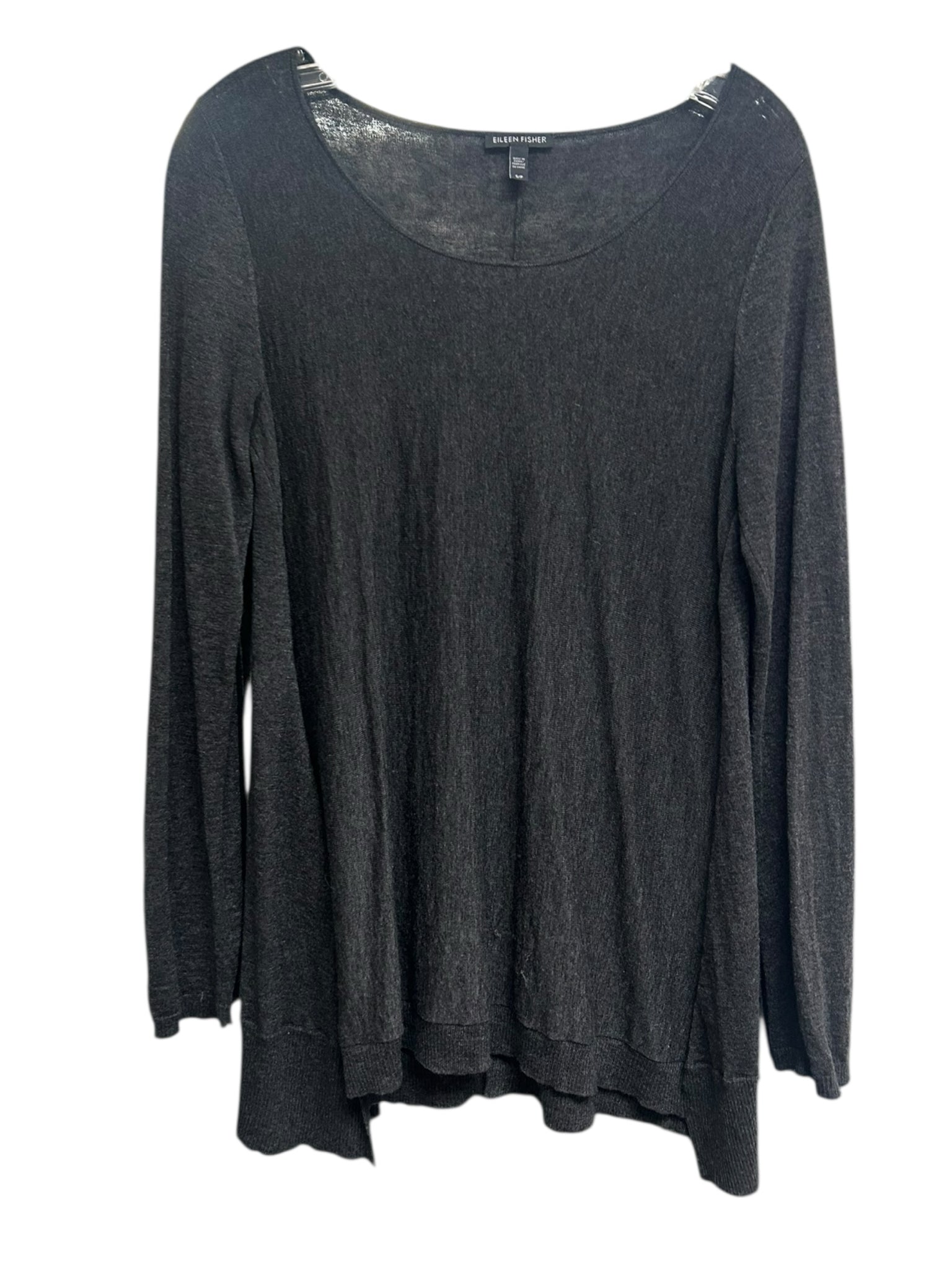 EILEEN FISHER CHARCOAL GRAY ALPACA WOOL BLEND SCOOP NECK SWEATER SIZE SMALL