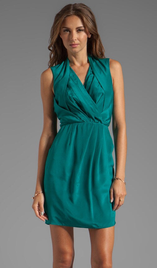 ANTHROPOLOGIE GREYLIN SLEEVELESS SILK PLEATED MINI TANK DRESS SIZE SMALL