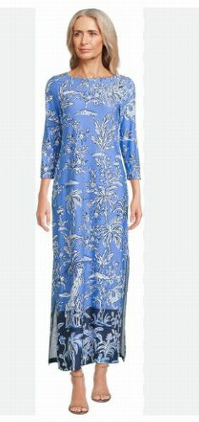 NWT LILLY PULITZER SERLINA UPF 50+ MAXI CHILLY LILLY PATTERN BLUE SIZE SMALL
