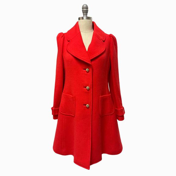 KATE SPADE CHESTER WOOL RED DRESS COAT SIZE 8