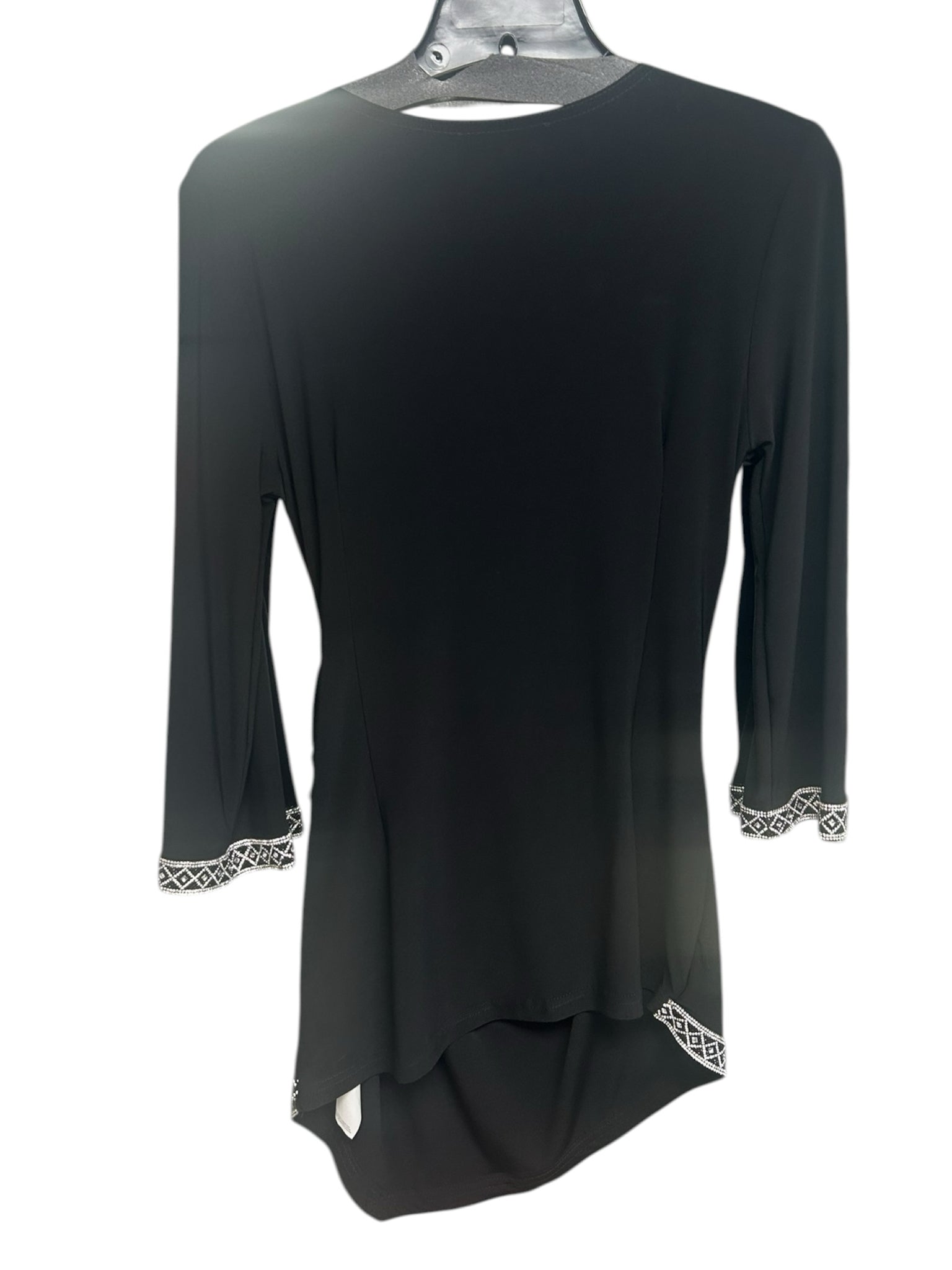 JOSEPH RIBKOFF184078 FAUX WRAP CRYSTAL EMBELLISHED TUNIC TOP SIZE 8