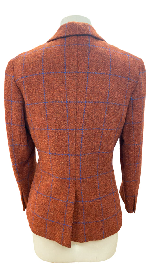 RAG & BONE NANCIE WOOL WINDOWPANE PLAID BLAZER SIZE 8 RUST