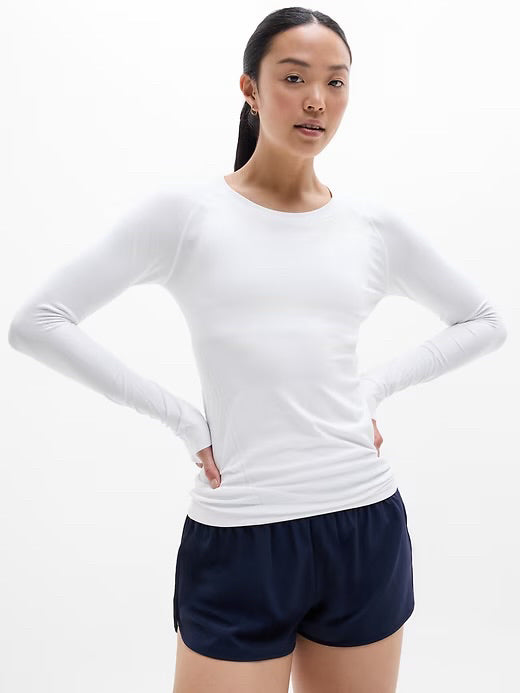 NWT ATHLETA MOMENTUM WHITE SEAMLESS LONG SLEEVE WORKOUT TOP SIZE 2X