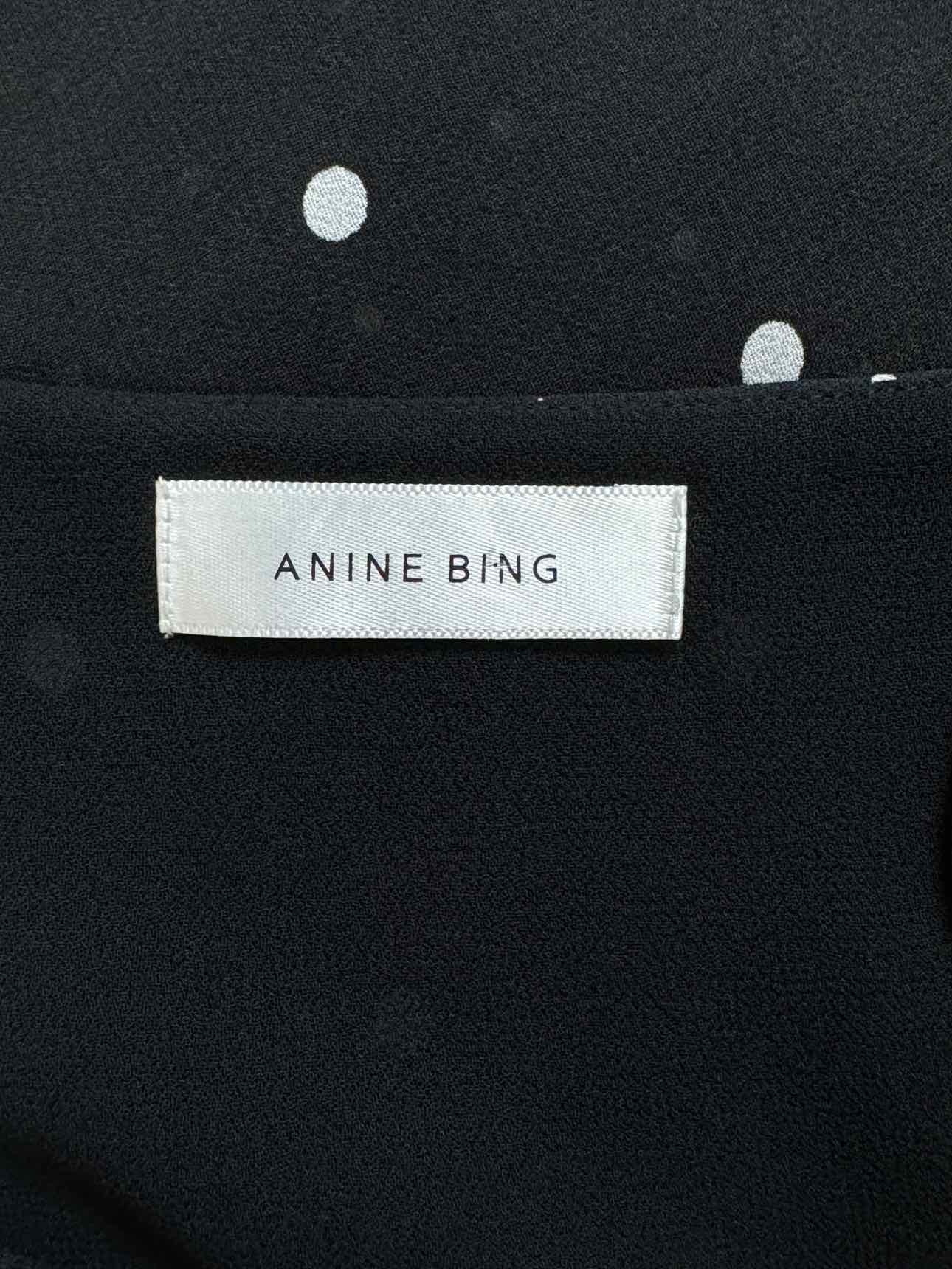 ANINE BING POLKADOT DAISY TIERED BLACK/WHITE MAXI DRESS SIZE M