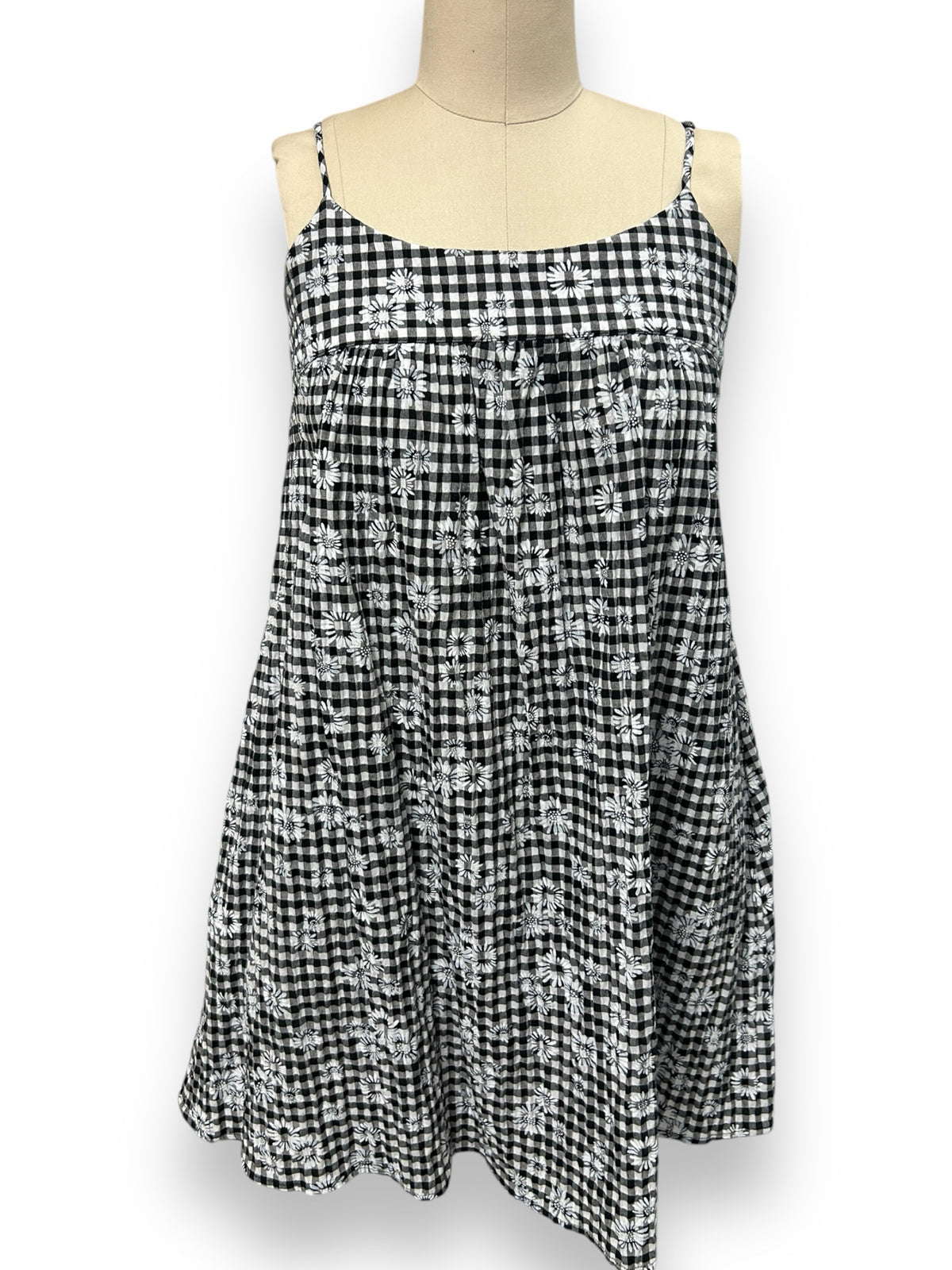 ANTHROPOLOGIE AMADI CHECKED DAISY PRINT SHORT SUNDRESS SIZE SMALL