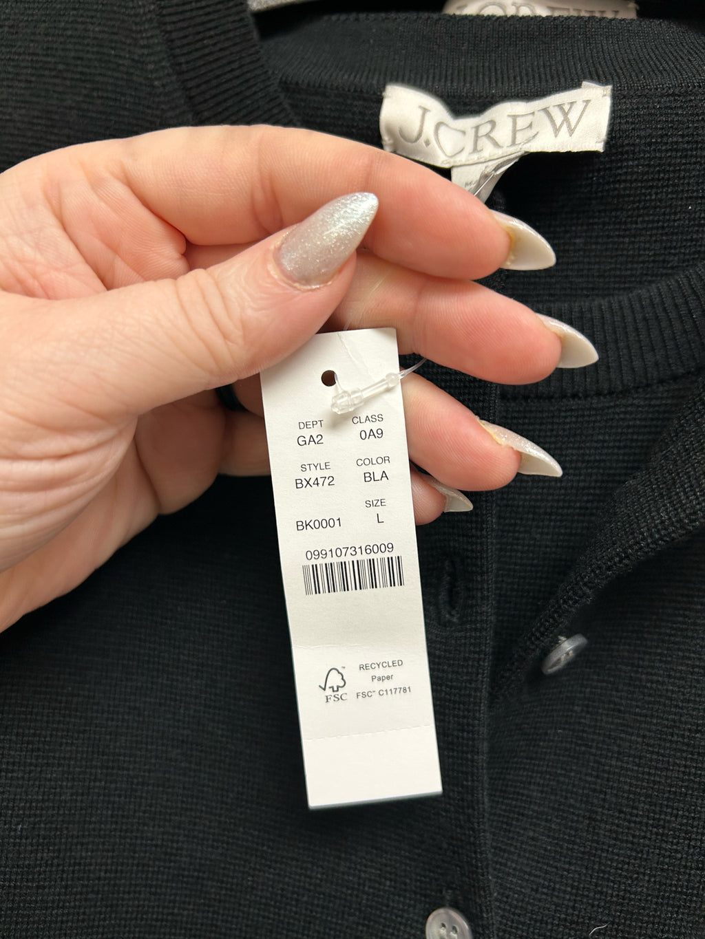 JCREW  NWT TENCEL LYOCELL CARDIGAN/SHELL TWIN SET BLACK SIZE LARGE