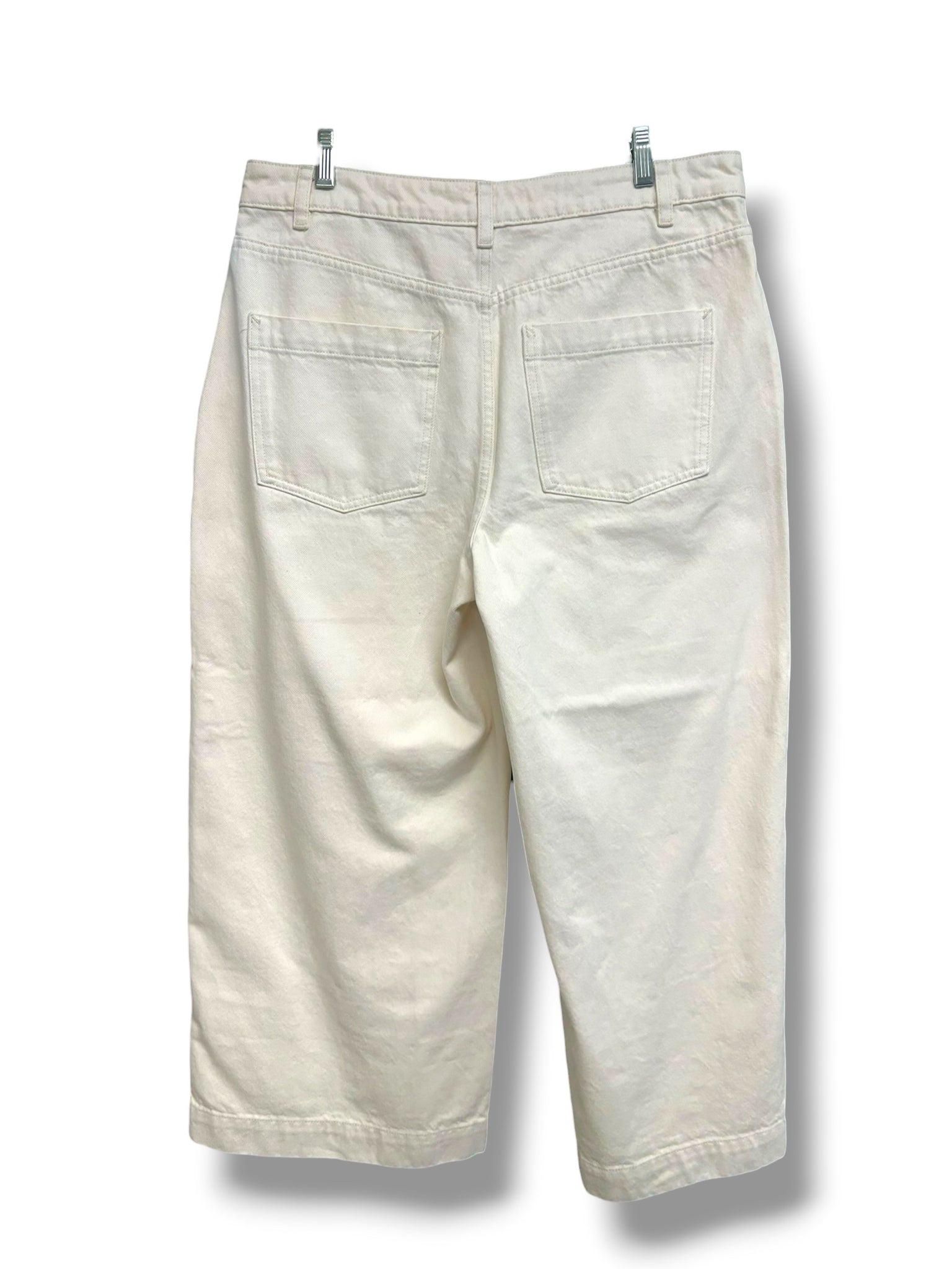 VINCE CROPPED HIGH RISE CARGO IVORY WIDE LEG JEANS SIZE 29