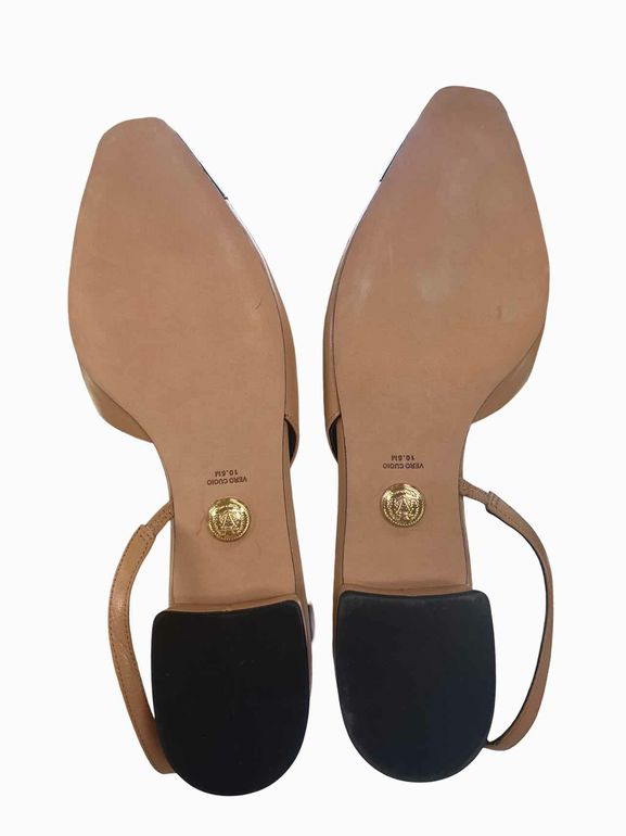 NIB VERONICA BEARD CECILE LEATHER CAP TOE SLING FLAT SIZE: 10.5