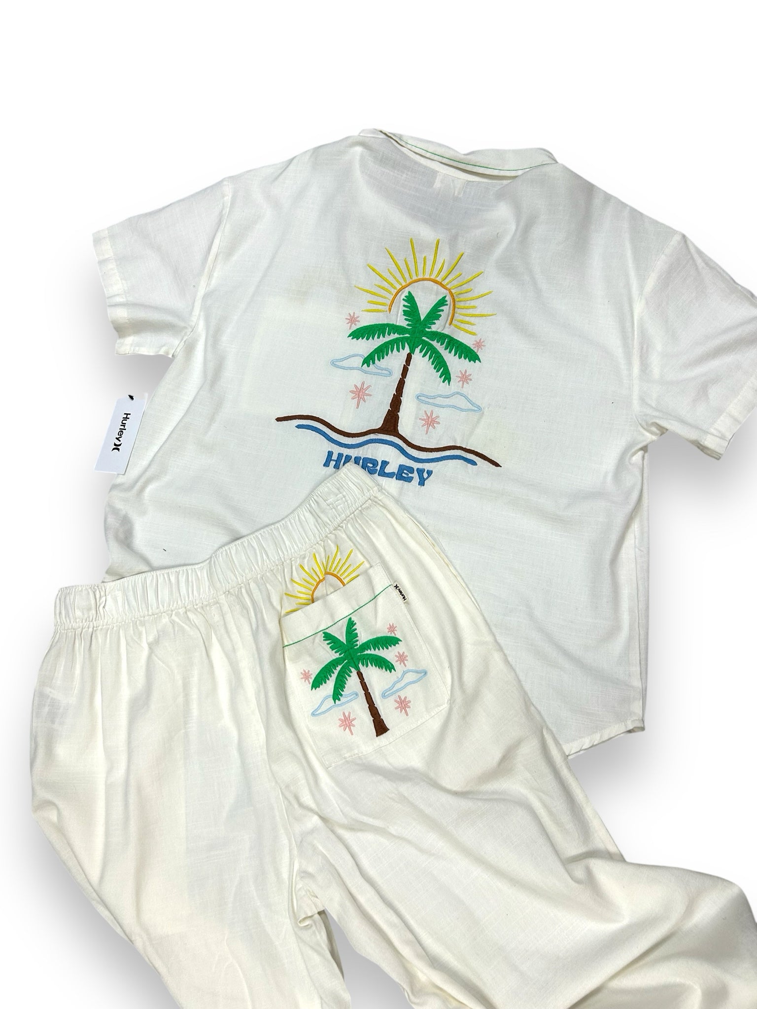 NEW WITH TAGS HURLEY GOLDIE EMBROIDERED 2 PIECE LOUNGE SET SIZE LARGE