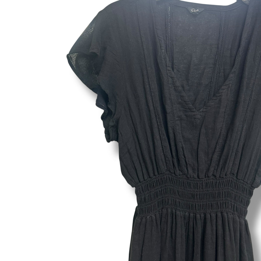 RAILS TARA FLUTTER SLEEVE LINEN BLEND BLACK MINI DRESS SIZE XL