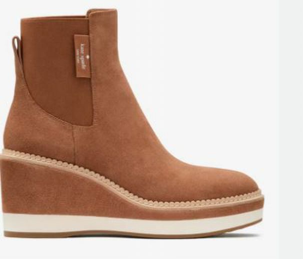KATE SPADE ADDISON WEDGE TAN SUEDE PLATFORM BOOTIES SIZE 11