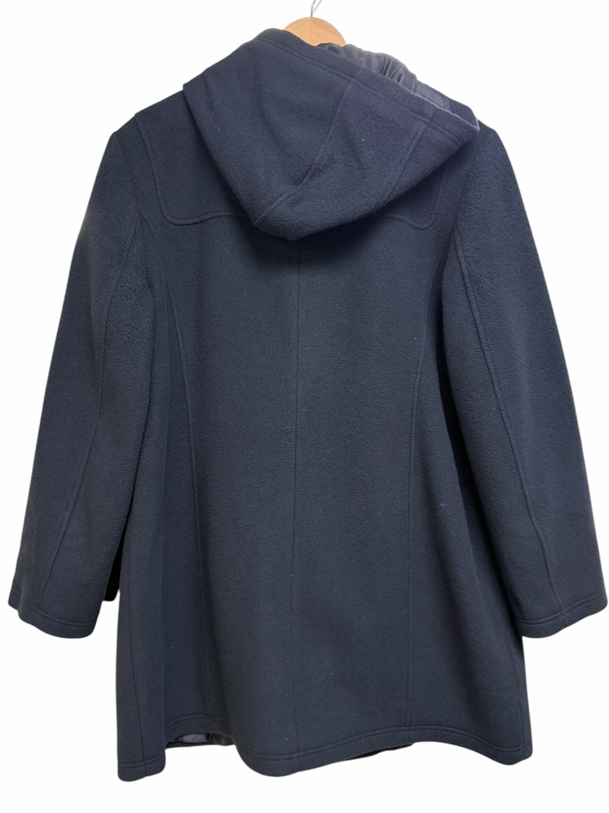LL BEAN BELLANDI ITALIAN WOOL HOOD DUFFLE NAVY TOGGLE COAT SIZE 18